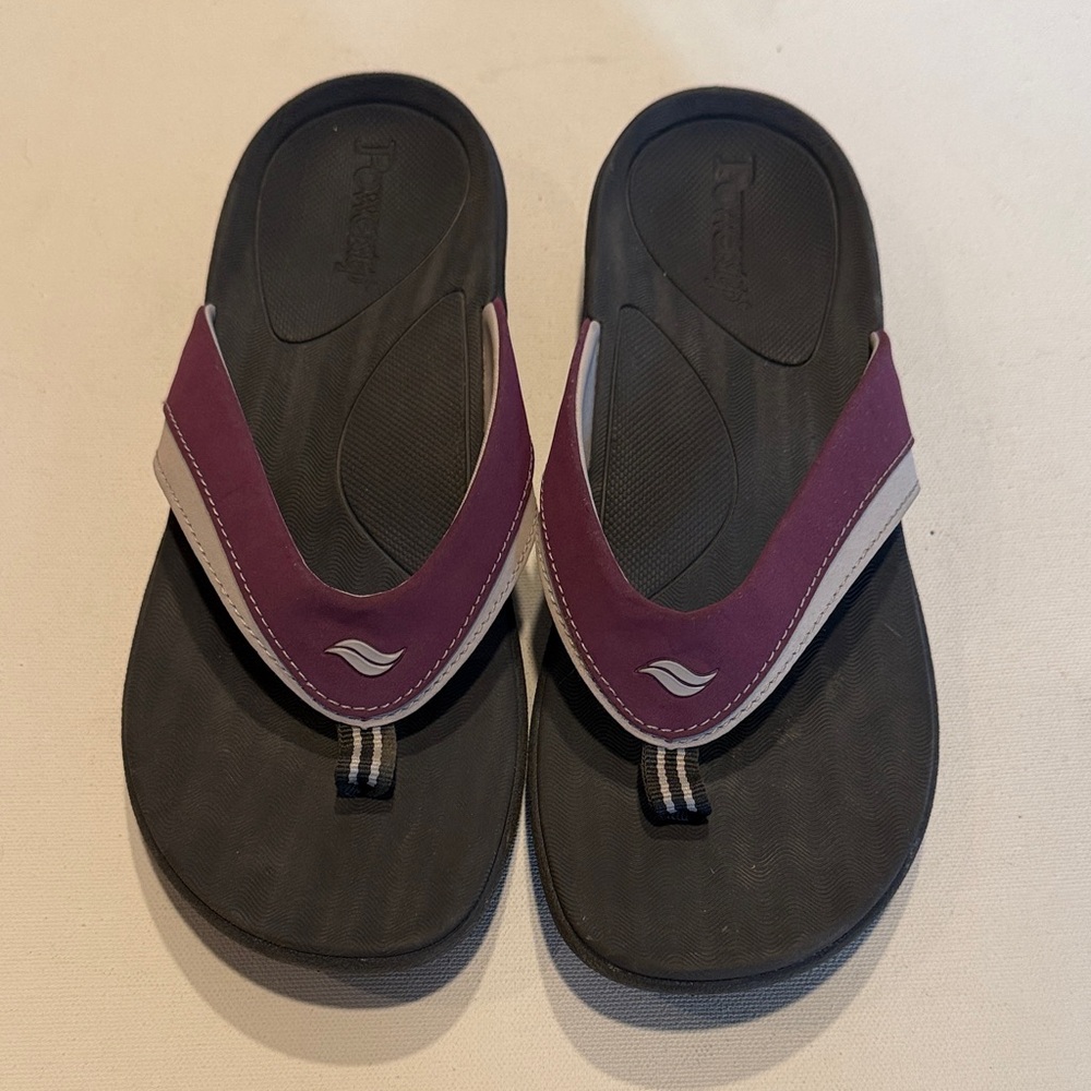 Women's Purple and Gray Thong Sandals with Cushioned Footbed